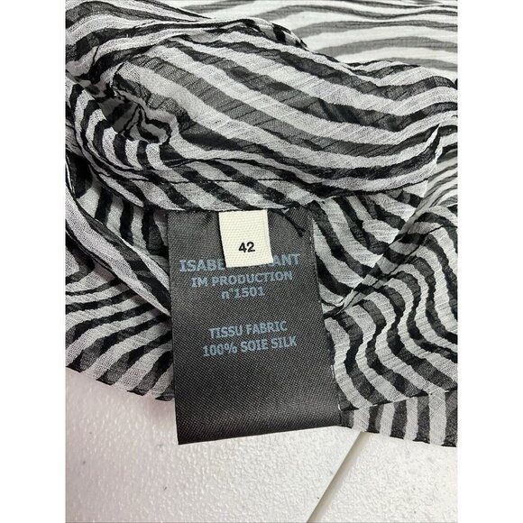 Isabel Marant Etoile Black Striped sheer 3/4 sleeve silk top Blouse sz 42 us MED - Picture 12 of 14